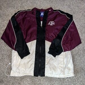 Texas A&M Aggies Starter Vtg Full Zip Sports Hoodie Jacket Sweatshirt -M